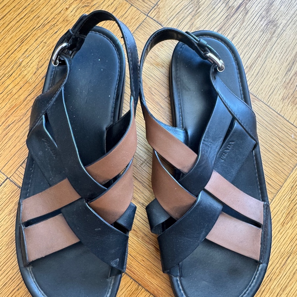 Prada Black and Brown Sandals